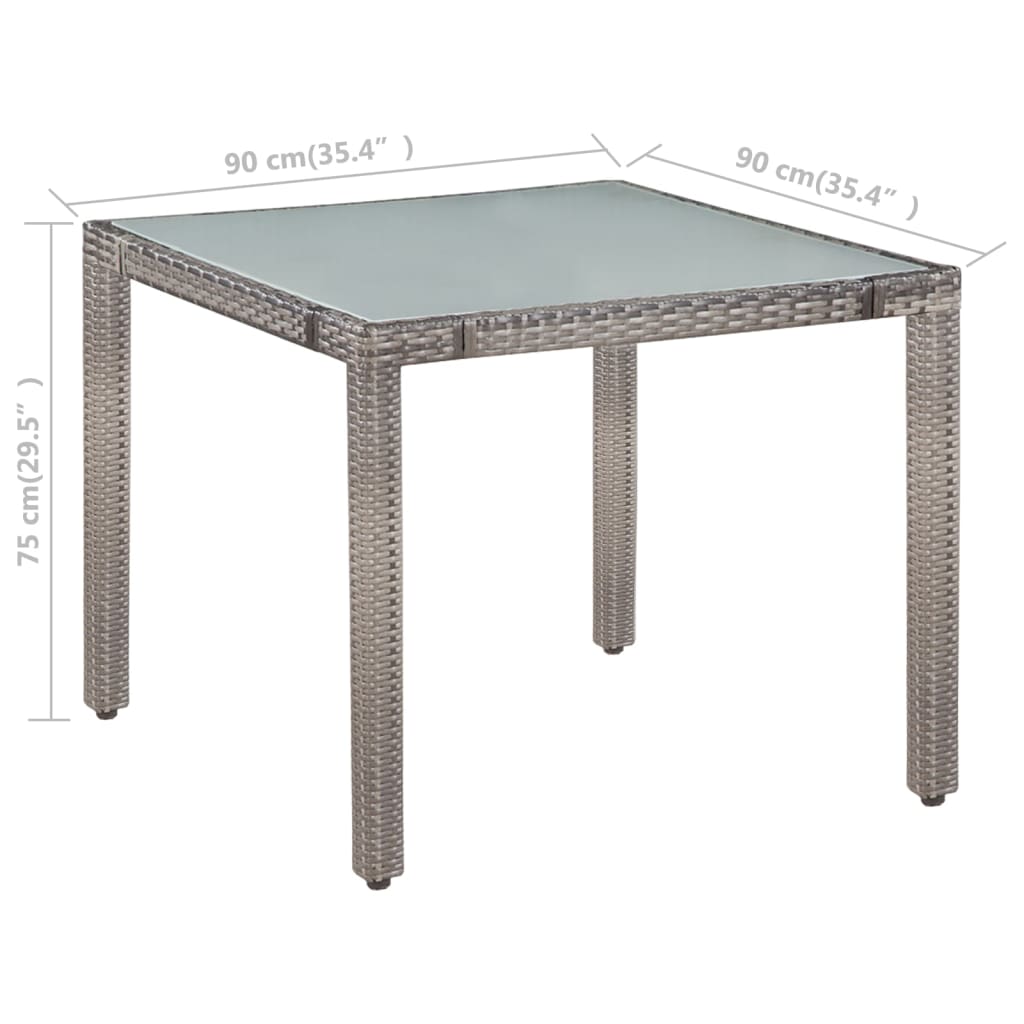 5-delige Tuinset met kussens poly rattan grijs
