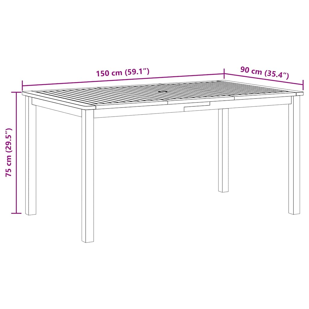 Tuintafel 150x90x74 cm massief acaciahout is nu te koop bij PeponiXL, paradijselijk wonen!