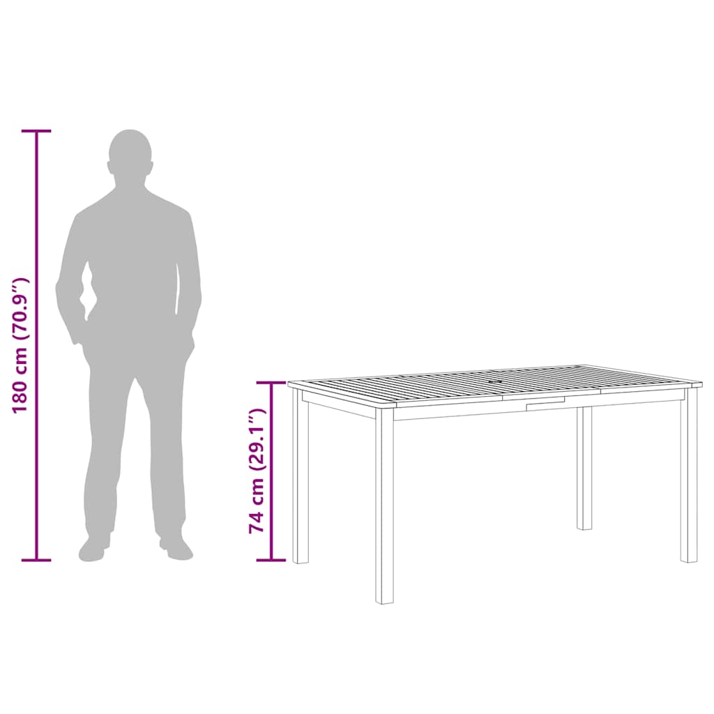 Tuintafel 150x90x74 cm massief acaciahout is nu te koop bij PeponiXL, paradijselijk wonen!