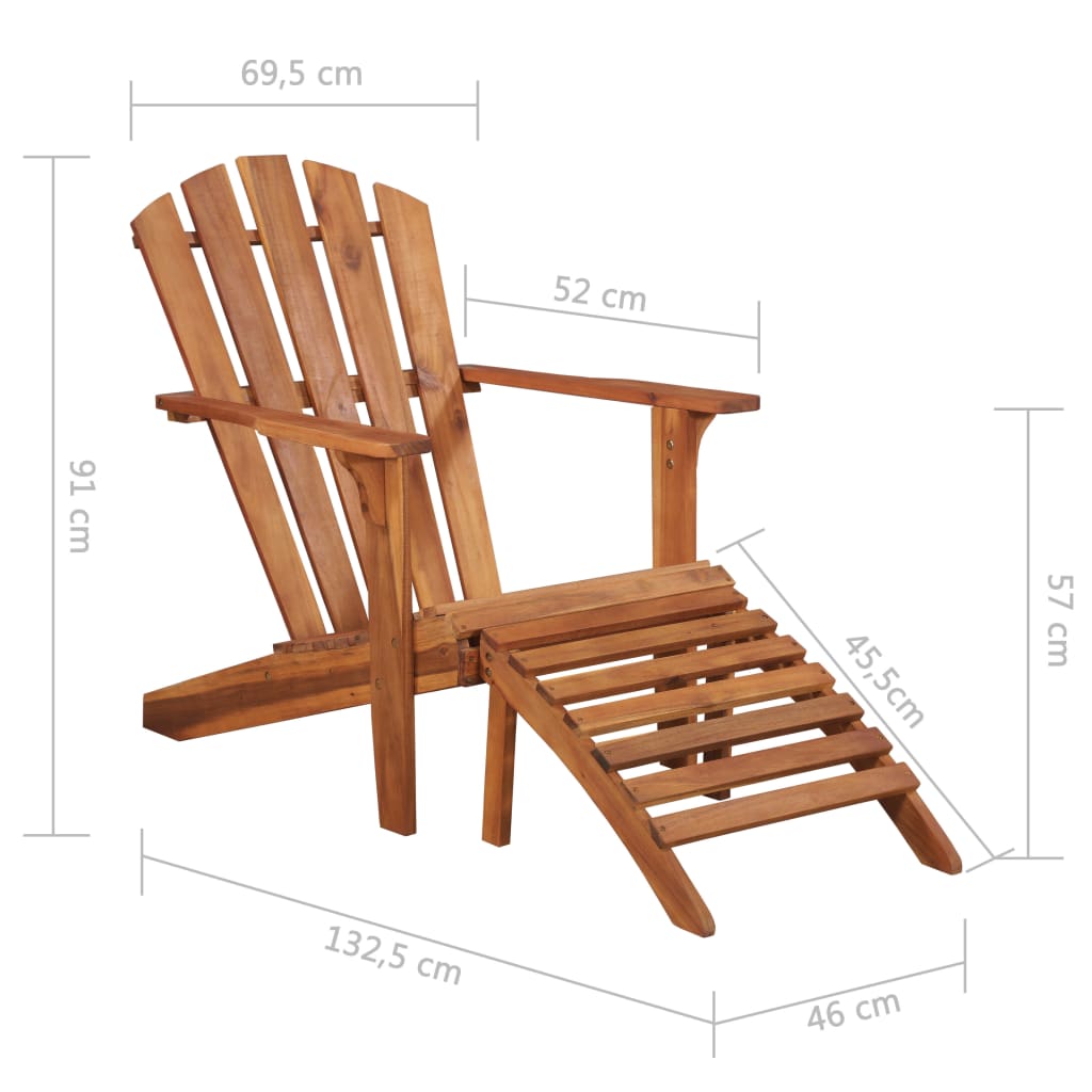 Adirondack tuinstoel met voetensteun massief acaciahout is nu te koop bij PeponiXL, paradijselijk wonen!