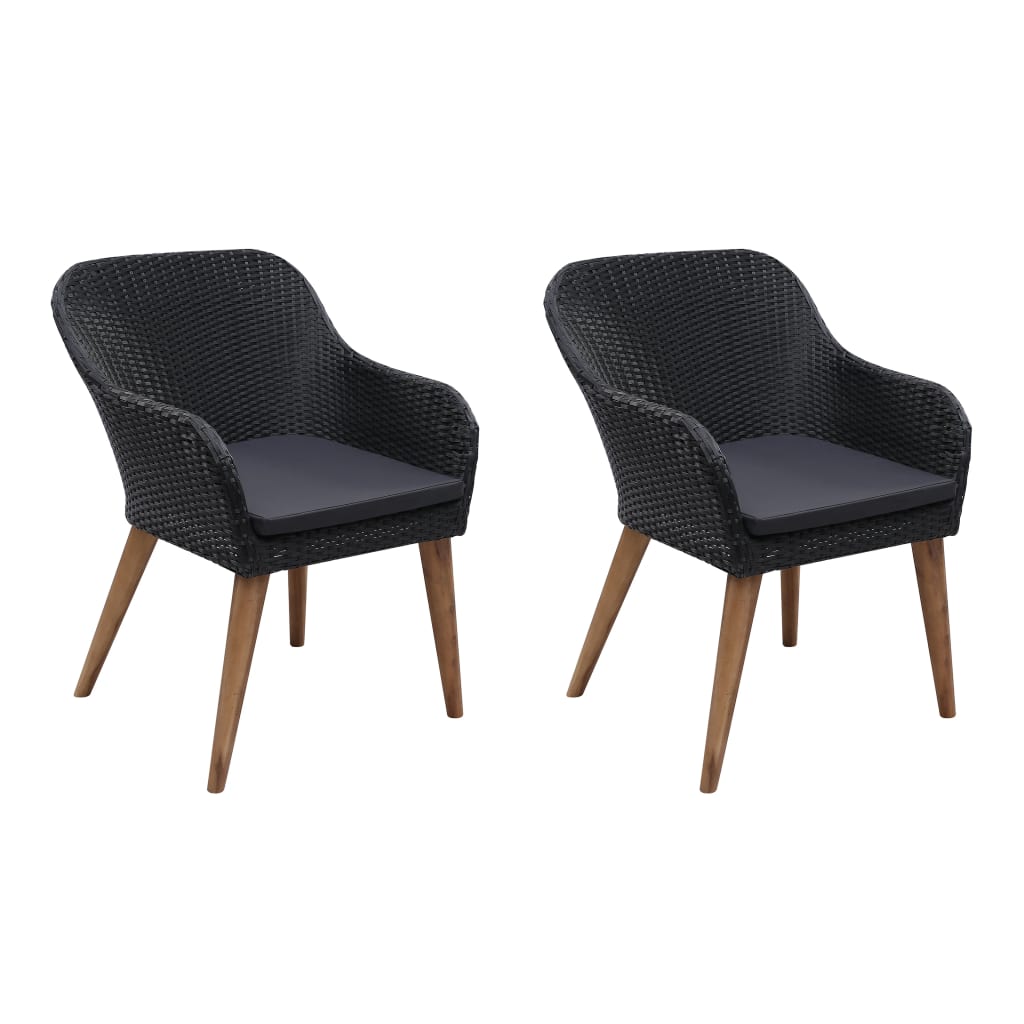 Tuinstoelen 2 st met kussens poly rattan zwart is nu te koop bij PeponiXL, paradijselijk wonen!