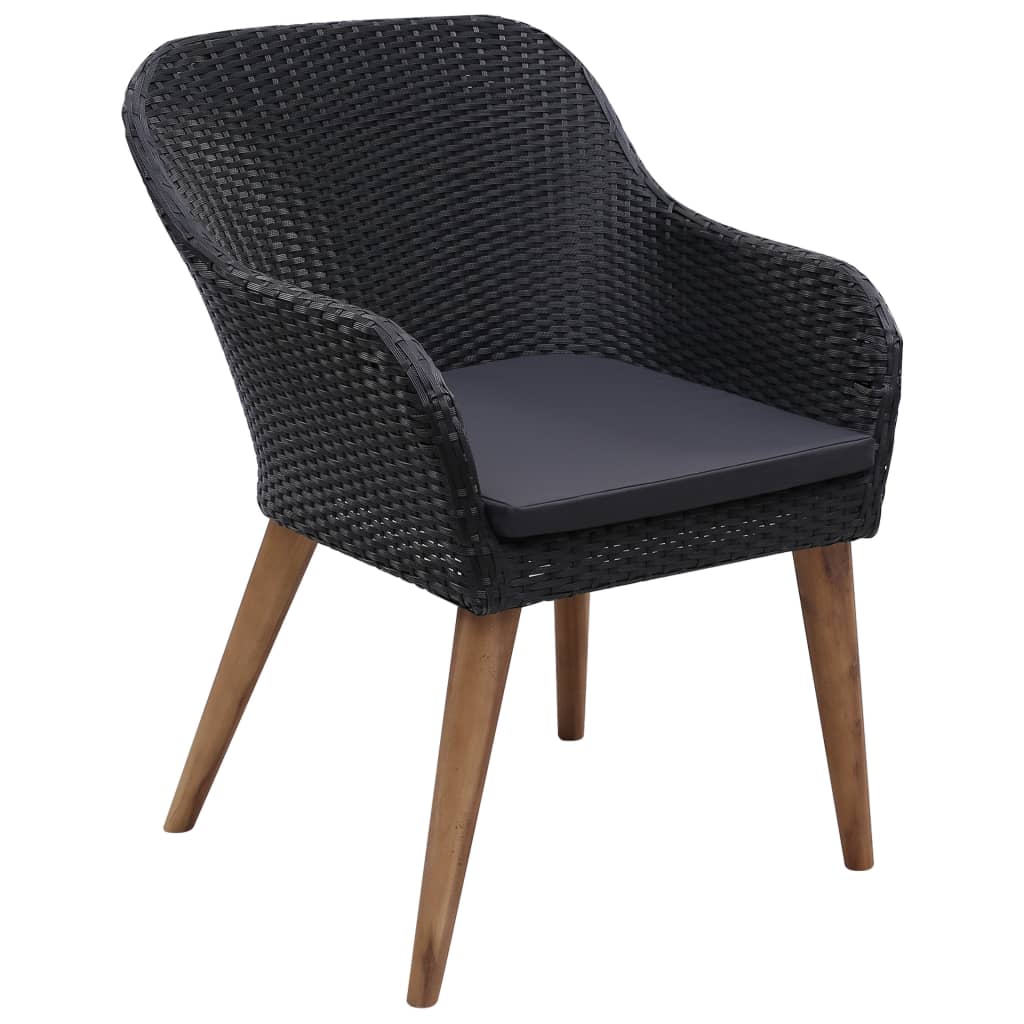 Tuinstoelen 2 st met kussens poly rattan zwart is nu te koop bij PeponiXL, paradijselijk wonen!