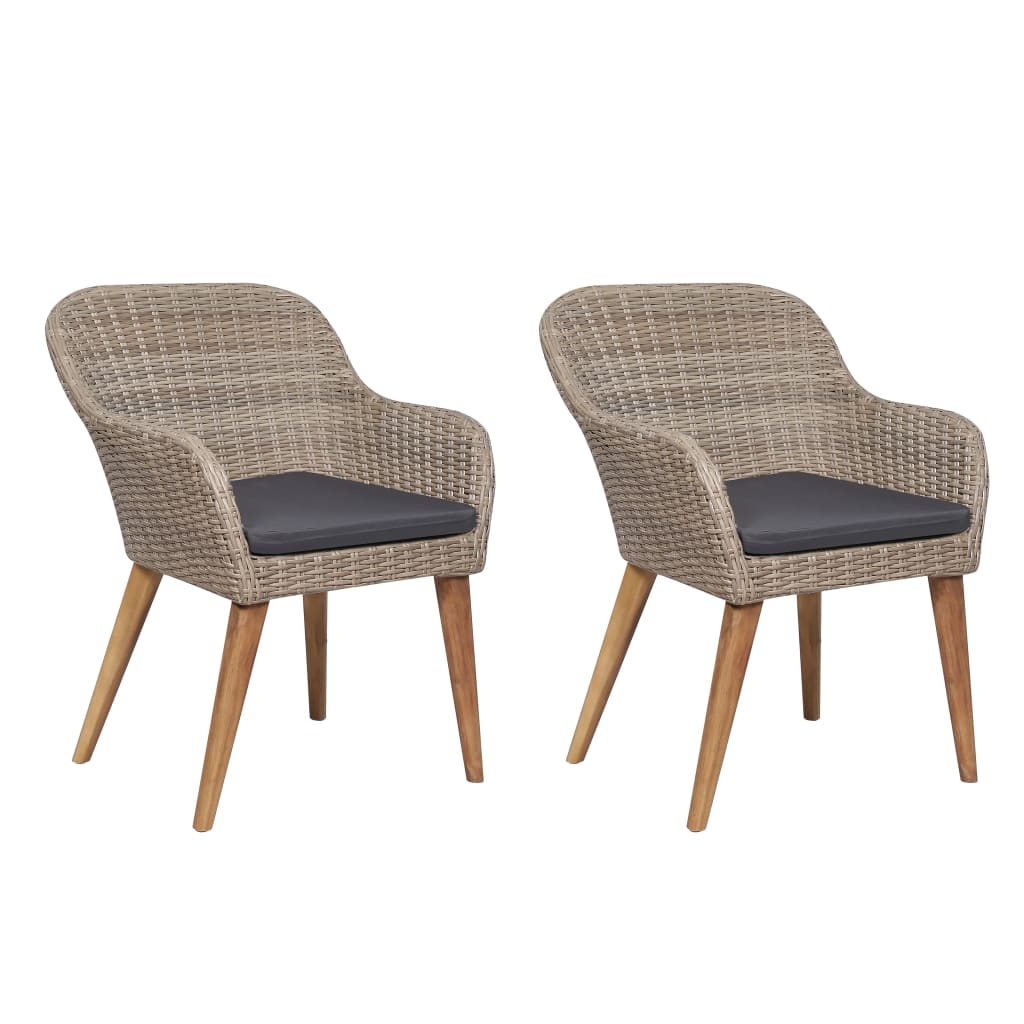 Tuinstoelen 2 st met kussens poly rattan bruin is nu te koop bij PeponiXL, paradijselijk wonen!