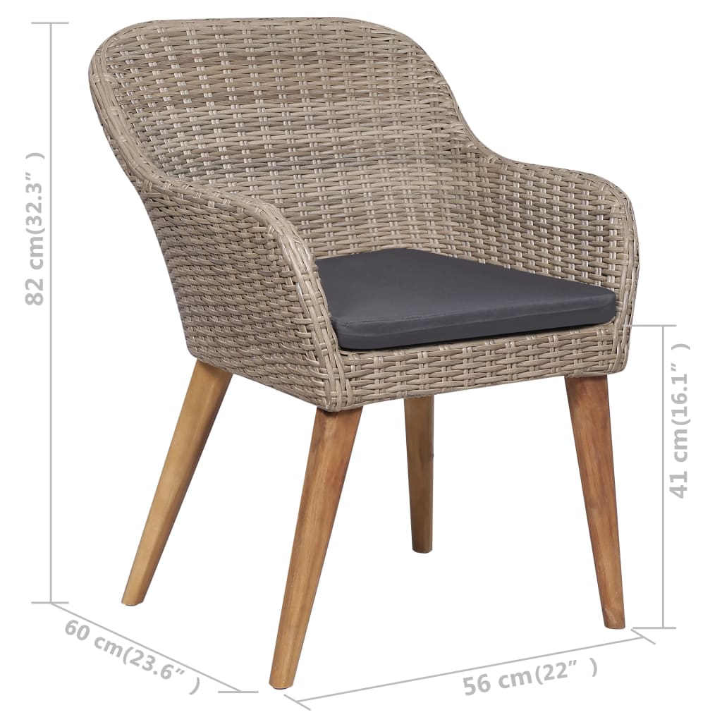 Tuinstoelen 2 st met kussens poly rattan bruin is nu te koop bij PeponiXL, paradijselijk wonen!