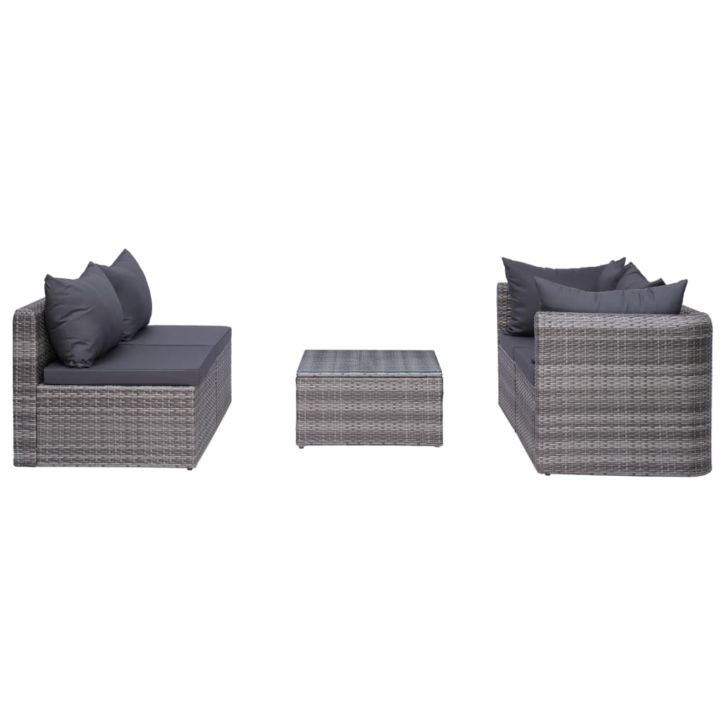 5-delige Loungeset met kussens poly rattan grijs is nu te koop bij PeponiXL, paradijselijk wonen!