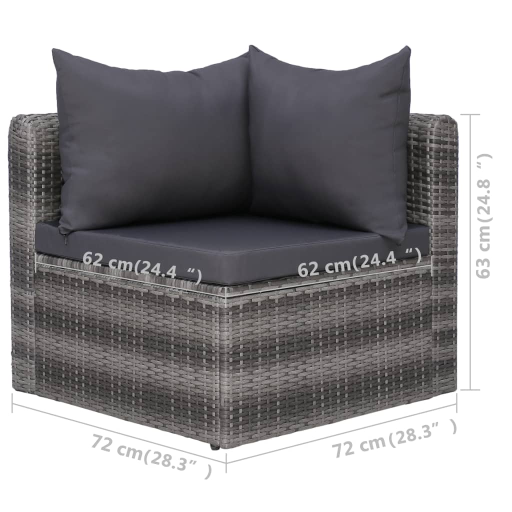 5-delige Loungeset met kussens poly rattan grijs is nu te koop bij PeponiXL, paradijselijk wonen!