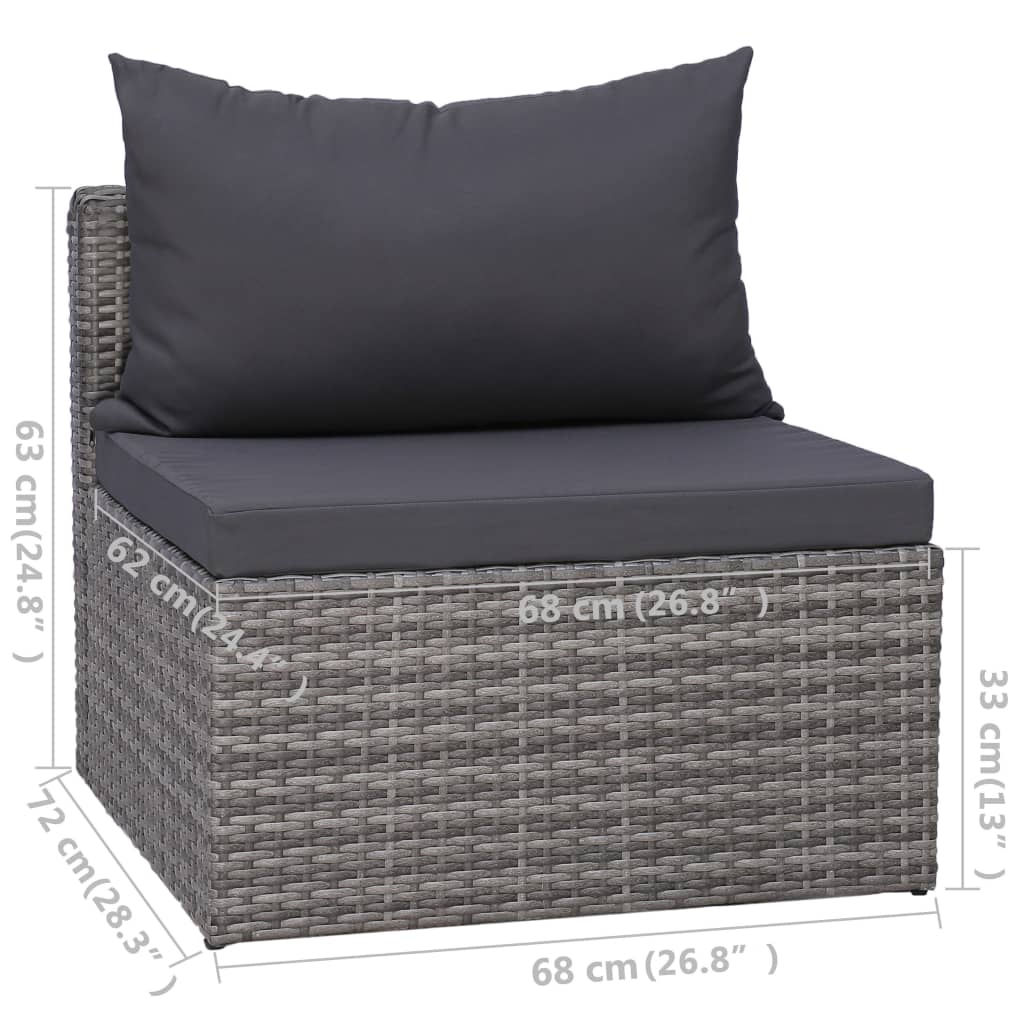 5-delige Loungeset met kussens poly rattan grijs is nu te koop bij PeponiXL, paradijselijk wonen!