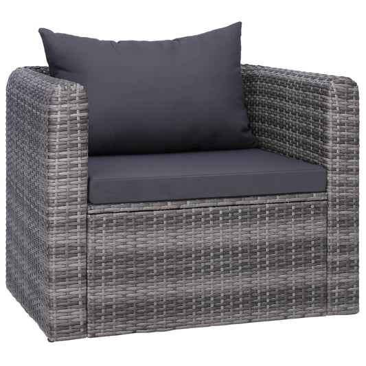 Tuinstoel met kussens poly rattan grijs is nu te koop bij PeponiXL, paradijselijk wonen!