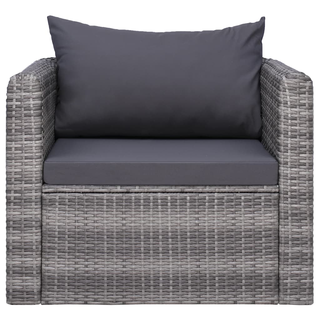Tuinstoel met kussens poly rattan grijs is nu te koop bij PeponiXL, paradijselijk wonen!