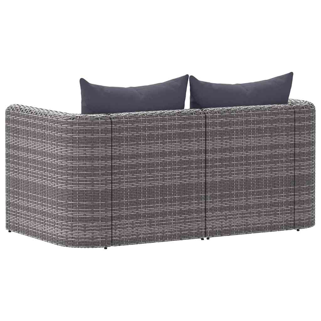 Tuinhoekbanken 2 st poly rattan grijs is nu te koop bij PeponiXL, paradijselijk wonen!