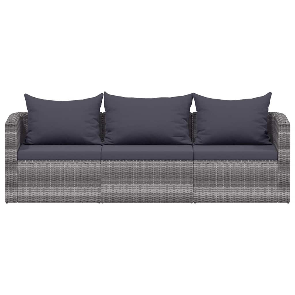 3-delige Loungeset met kussens poly rattan grijs is nu te koop bij PeponiXL, paradijselijk wonen!