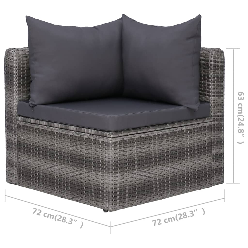3-delige Loungeset met kussens poly rattan grijs is nu te koop bij PeponiXL, paradijselijk wonen!
