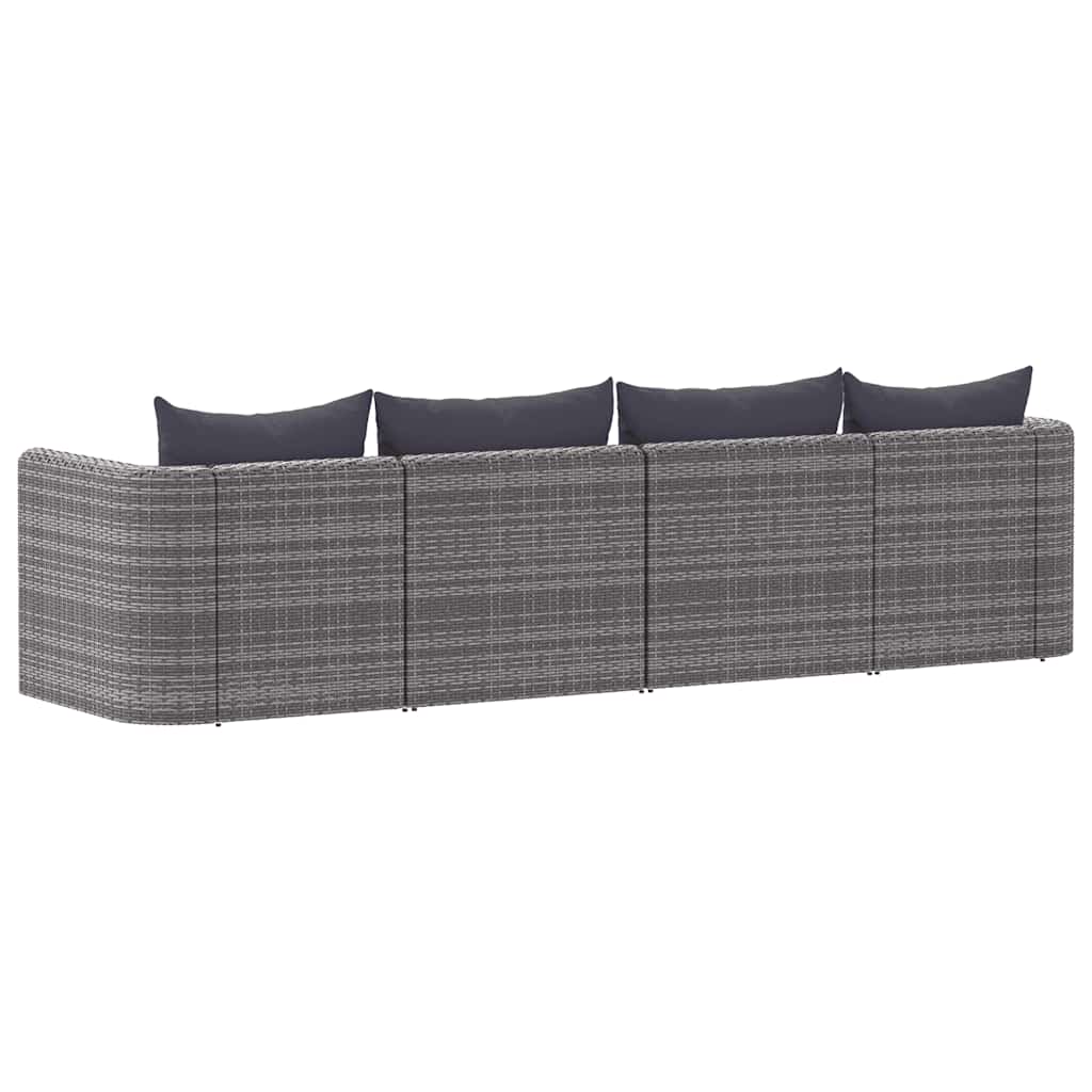 4-delige Loungeset met kussens poly rattan grijs is nu te koop bij PeponiXL, paradijselijk wonen!