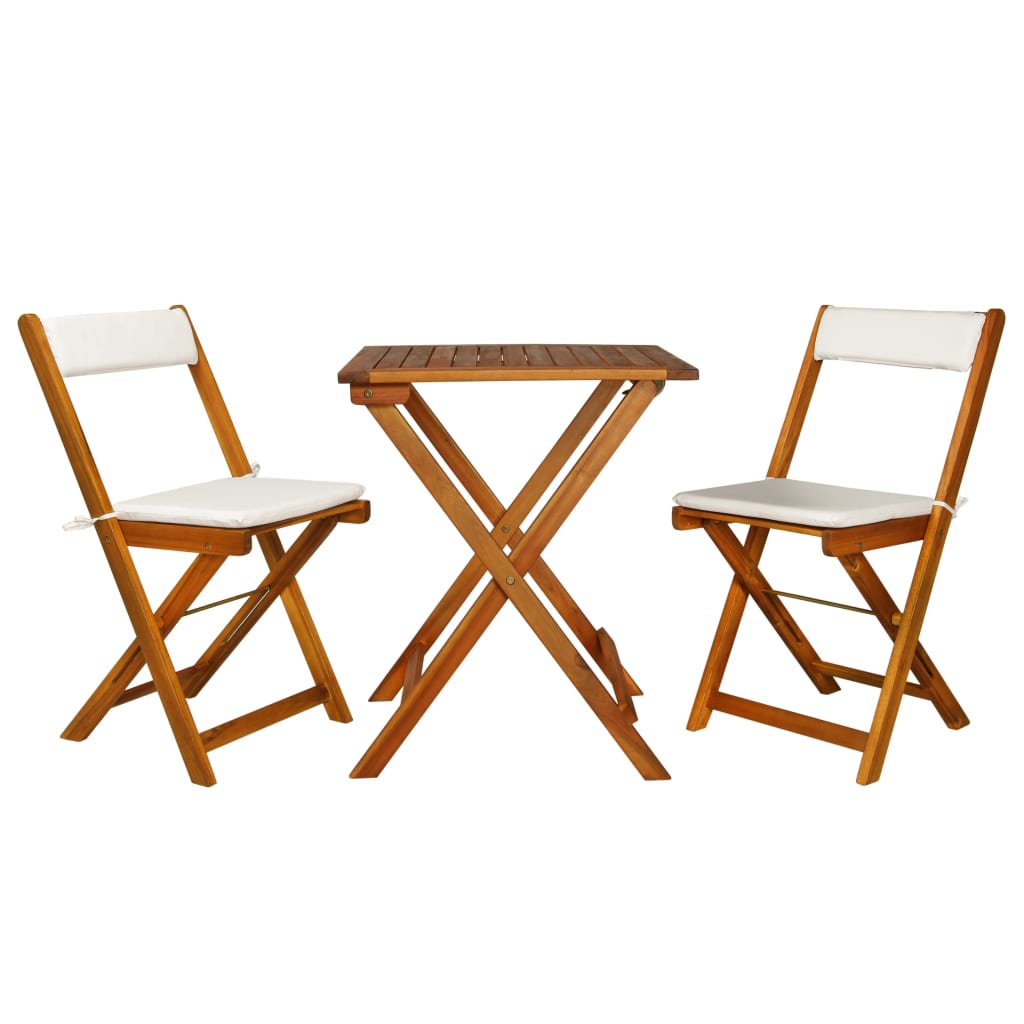3-delige Bistroset inklapbaar met kussens massief acaciahout is nu te koop bij PeponiXL, paradijselijk wonen!