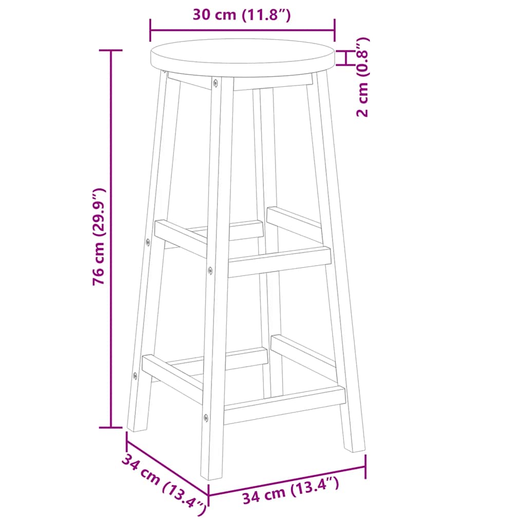 Barkrukken 2 st massief acaciahout is nu te koop bij PeponiXL, paradijselijk wonen!