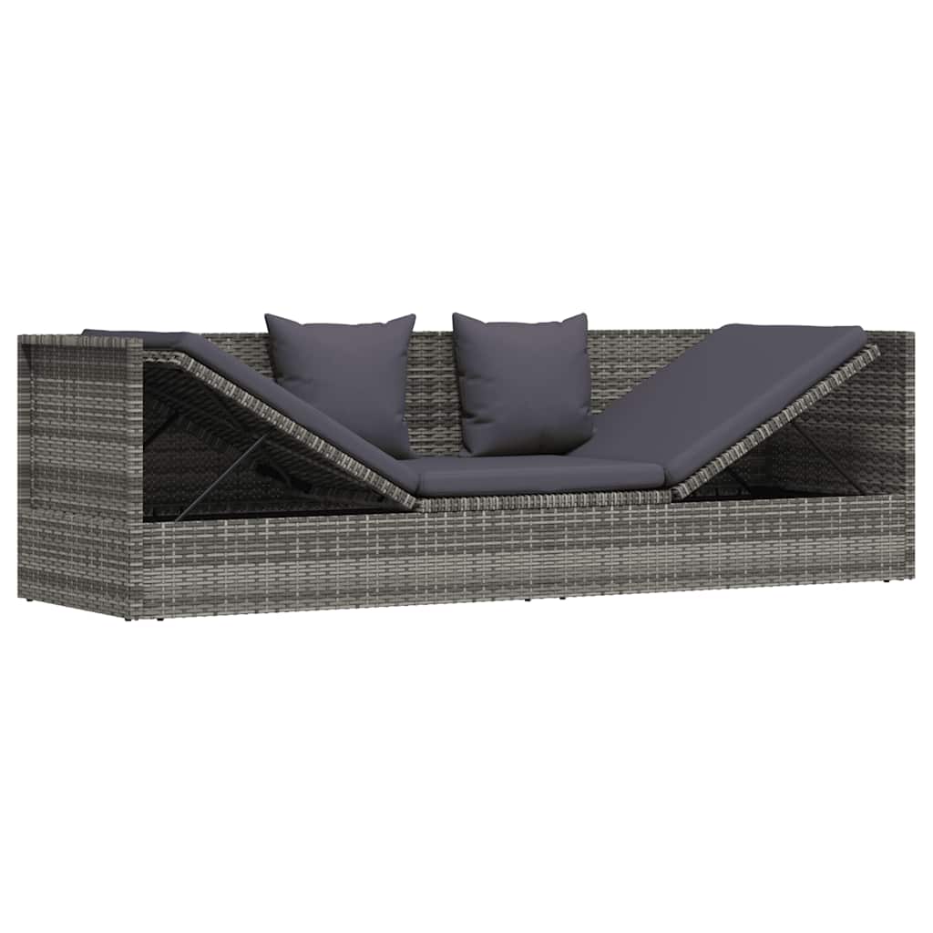 Tuinbed 200x60 cm poly rattan grijs is nu te koop bij PeponiXL, paradijselijk wonen!
