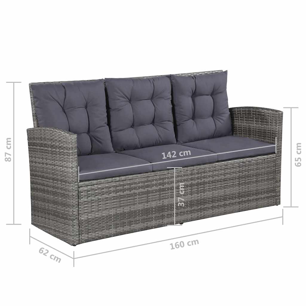 6-delige Loungeset met kussens poly rattan grijs is nu te koop bij PeponiXL, paradijselijk wonen!