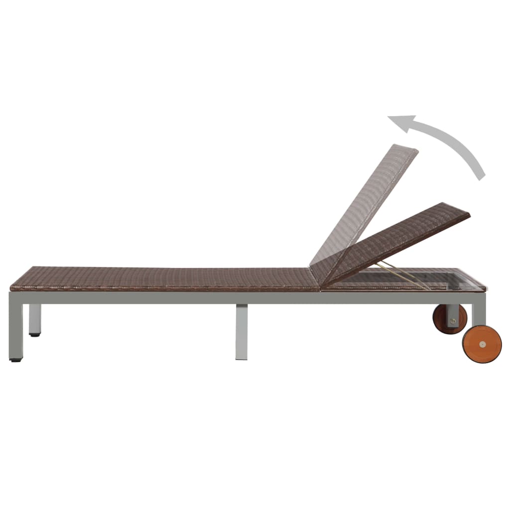 Ligbed met wieltjes poly rattan bruin is nu te koop bij PeponiXL, paradijselijk wonen!