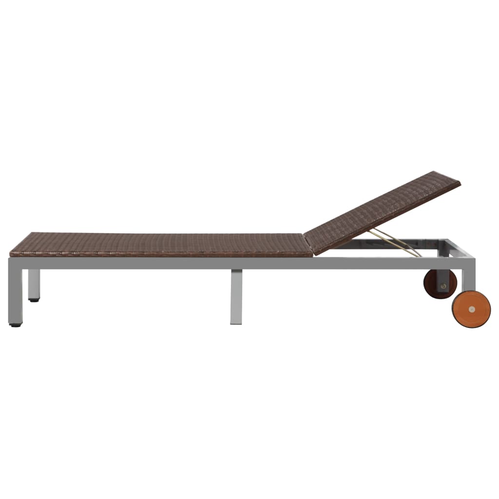Ligbed met wieltjes poly rattan bruin is nu te koop bij PeponiXL, paradijselijk wonen!