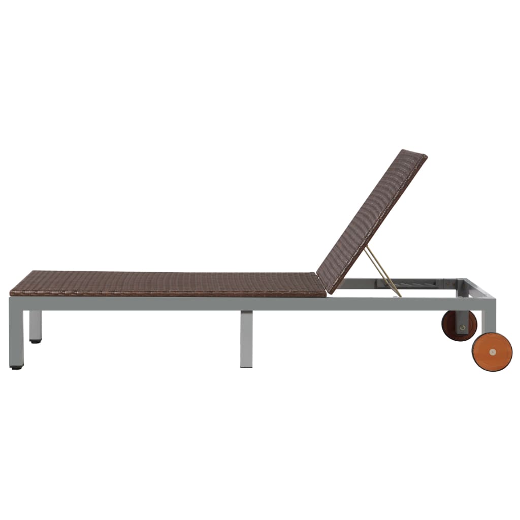 Ligbed met wieltjes poly rattan bruin is nu te koop bij PeponiXL, paradijselijk wonen!