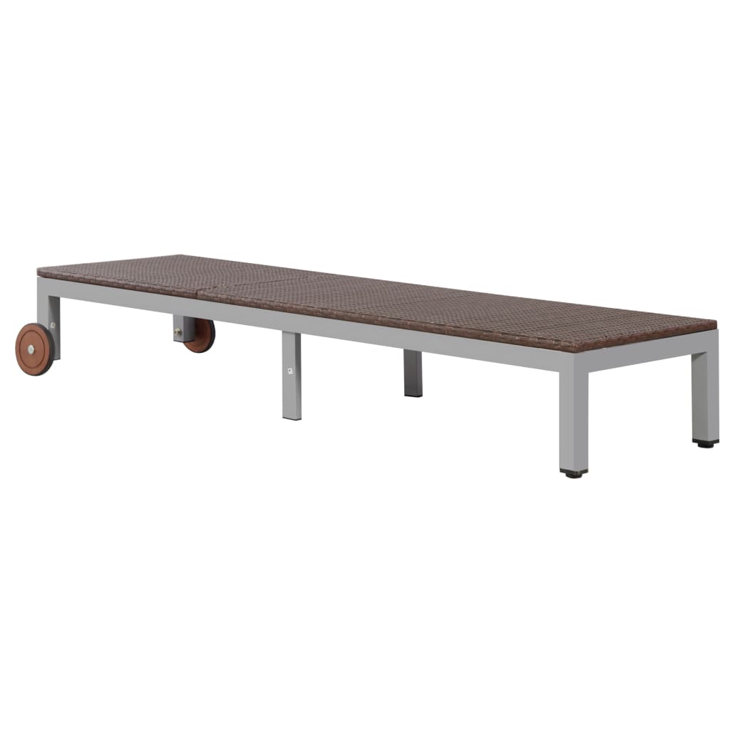 Ligbed met wieltjes poly rattan bruin is nu te koop bij PeponiXL, paradijselijk wonen!