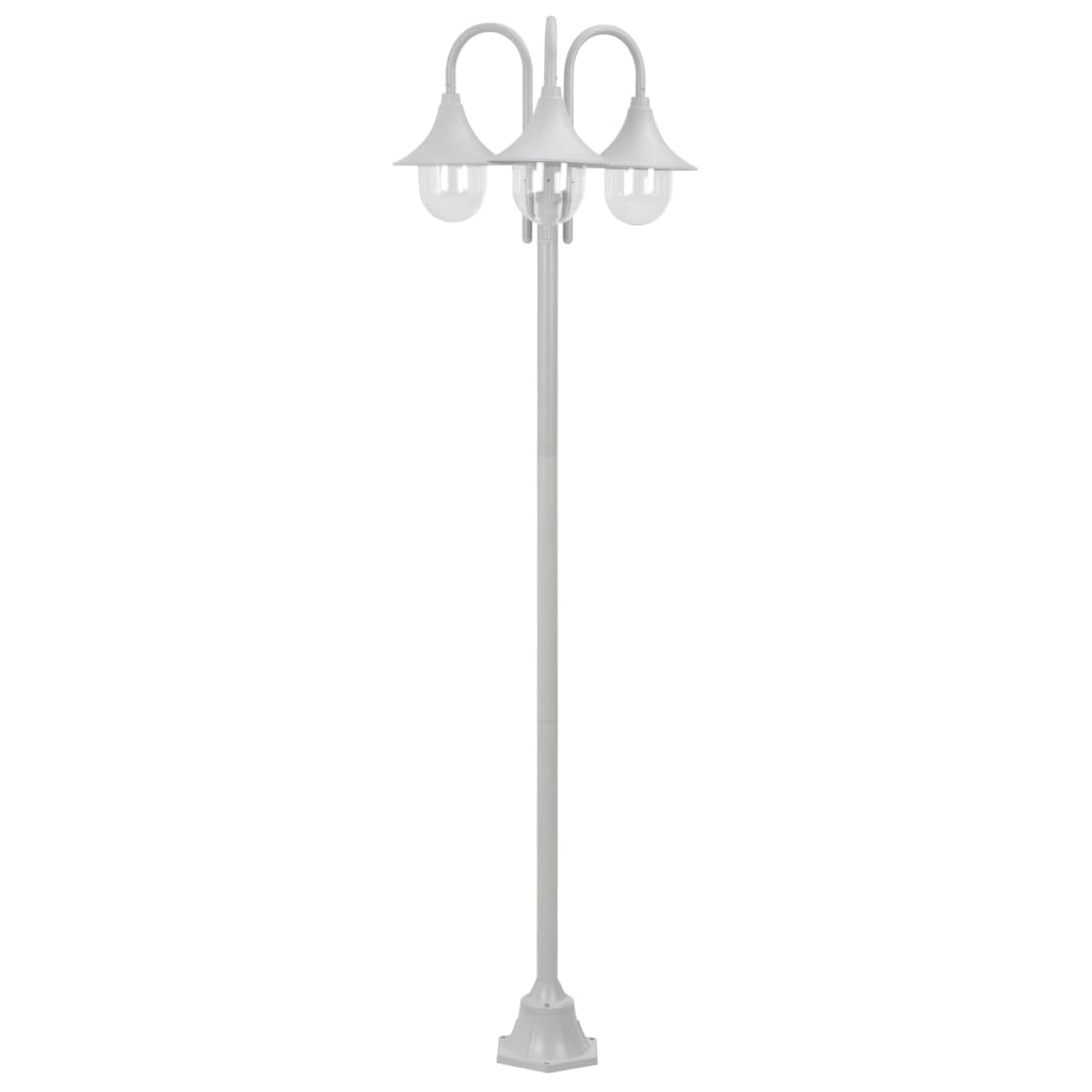 Paalverlichting tuin E27 220 cm aluminium wit 3-delig is nu te koop bij PeponiXL, paradijselijk wonen!