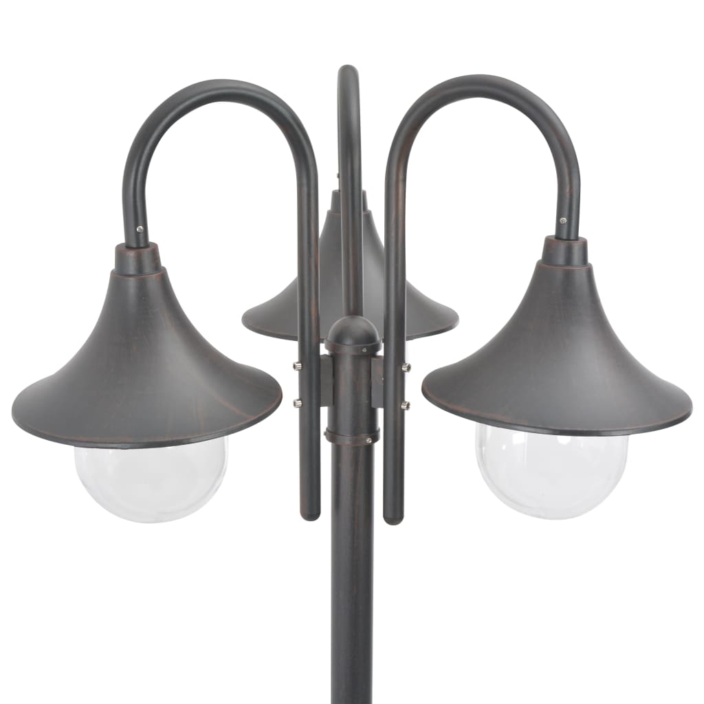 Paalverlichting tuin E27 220 cm aluminium brons 3-delig is nu te koop bij PeponiXL, paradijselijk wonen!