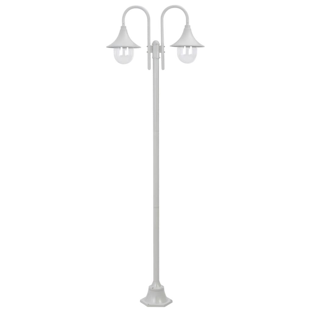 Paalverlichting tuin E27 220 cm aluminium wit 2-delig is nu te koop bij PeponiXL, paradijselijk wonen!