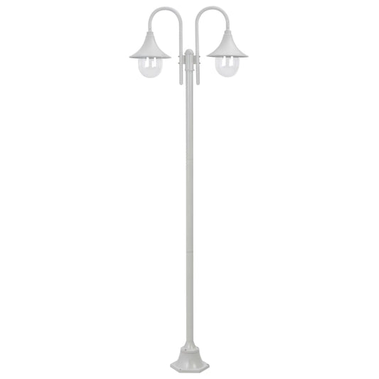 Paalverlichting tuin E27 220 cm aluminium wit 2-delig is nu te koop bij PeponiXL, paradijselijk wonen!