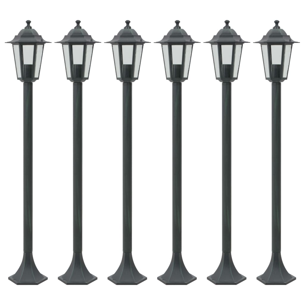 Paalverlichting voor tuin E27 110 cm aluminium donkergroen 6 st is nu te koop bij PeponiXL, paradijselijk wonen!