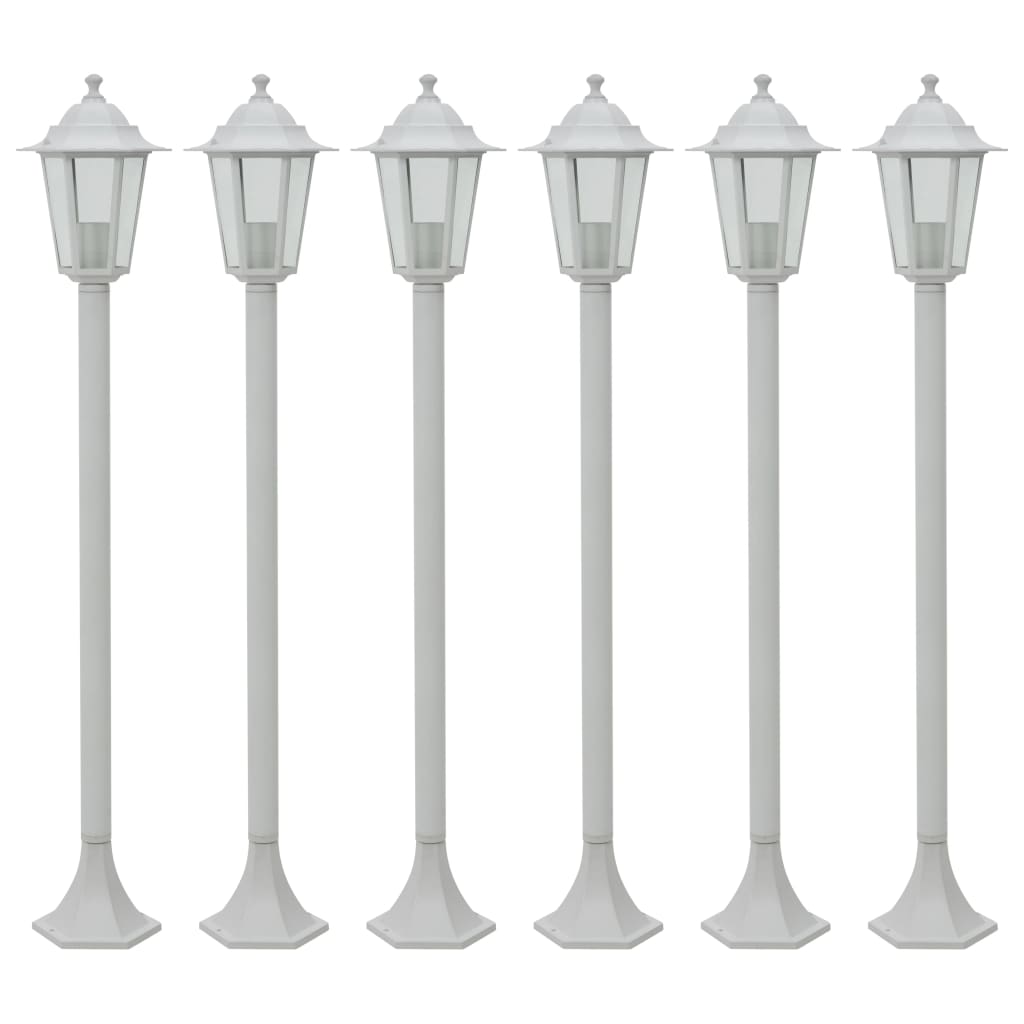 Paalverlichting voor tuin E27 110 cm aluminium wit 6 st is nu te koop bij PeponiXL, paradijselijk wonen!