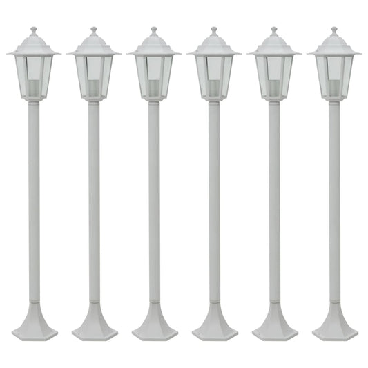 Paalverlichting voor tuin E27 110 cm aluminium wit 6 st is nu te koop bij PeponiXL, paradijselijk wonen!