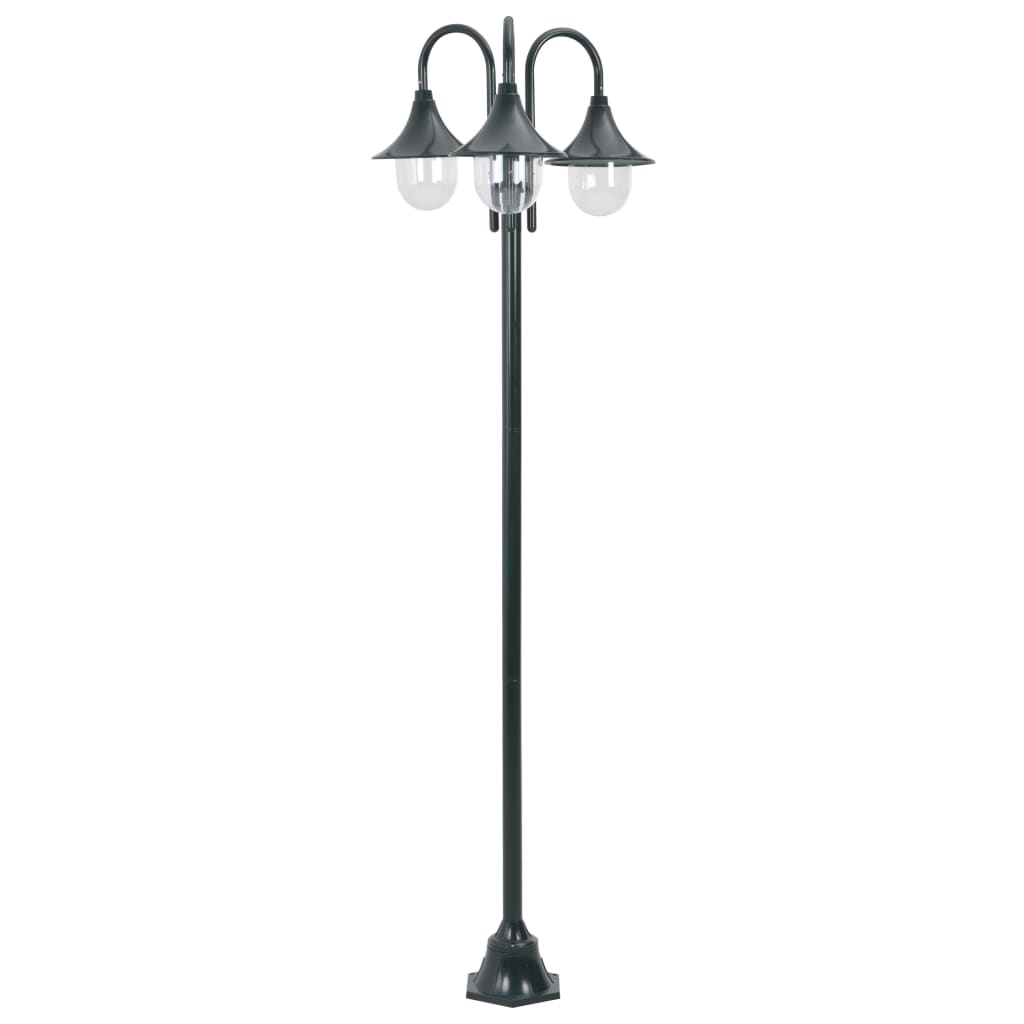 Paalverlichting tuin E27 220 cm aluminium donkergroen 3-delig is nu te koop bij PeponiXL, paradijselijk wonen!