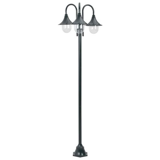 Paalverlichting tuin E27 220 cm aluminium donkergroen 3-delig is nu te koop bij PeponiXL, paradijselijk wonen!
