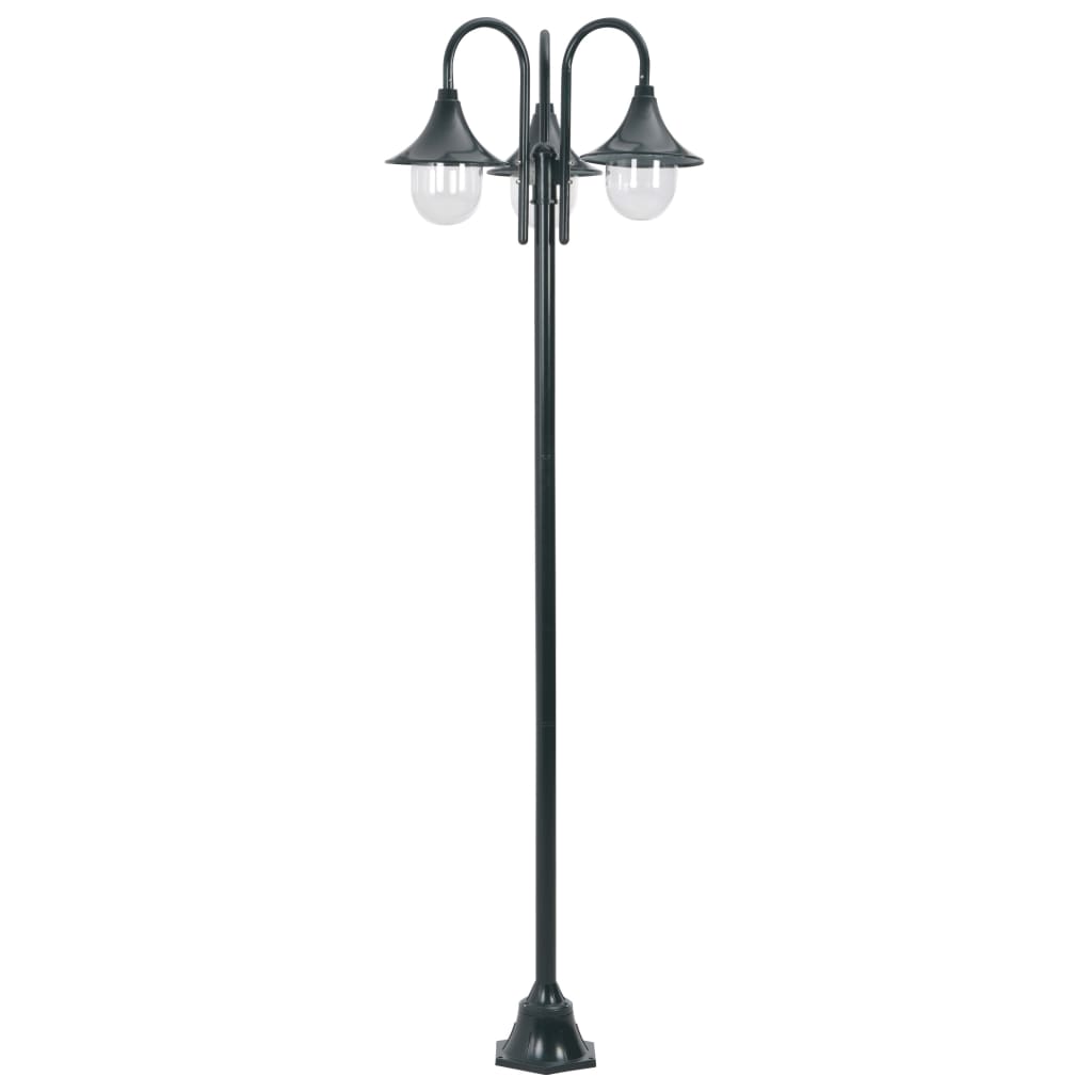Paalverlichting tuin E27 220 cm aluminium donkergroen 3-delig is nu te koop bij PeponiXL, paradijselijk wonen!