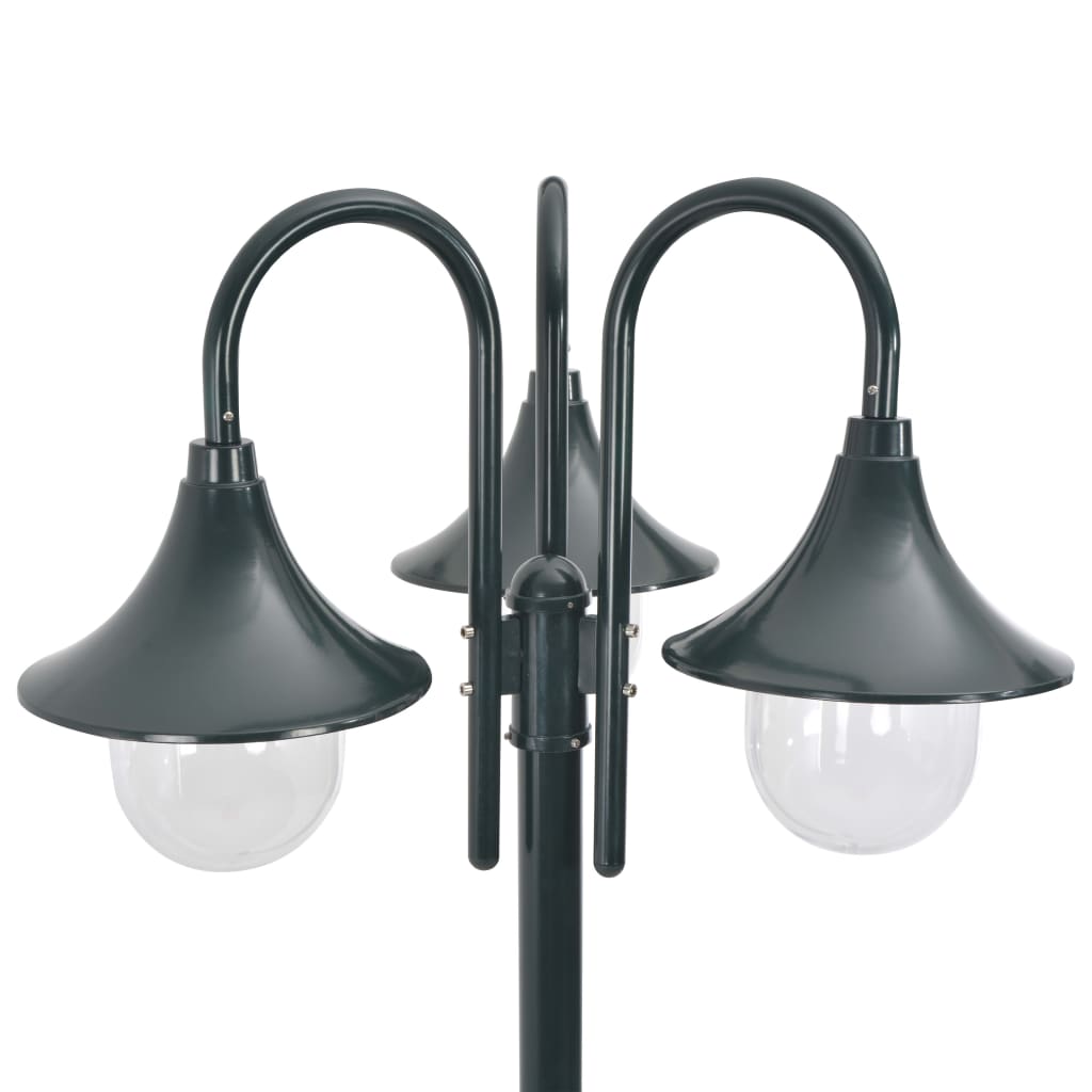 Paalverlichting tuin E27 220 cm aluminium donkergroen 3-delig is nu te koop bij PeponiXL, paradijselijk wonen!