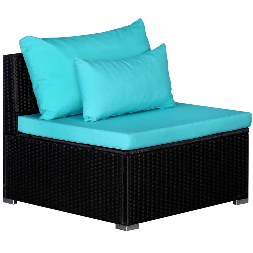 9-delige Loungeset met kussens poly rattan blauw