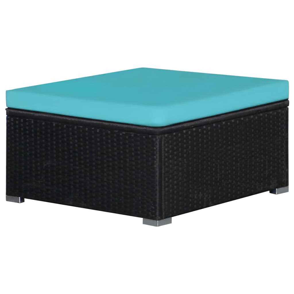 9-delige Loungeset met kussens poly rattan blauw