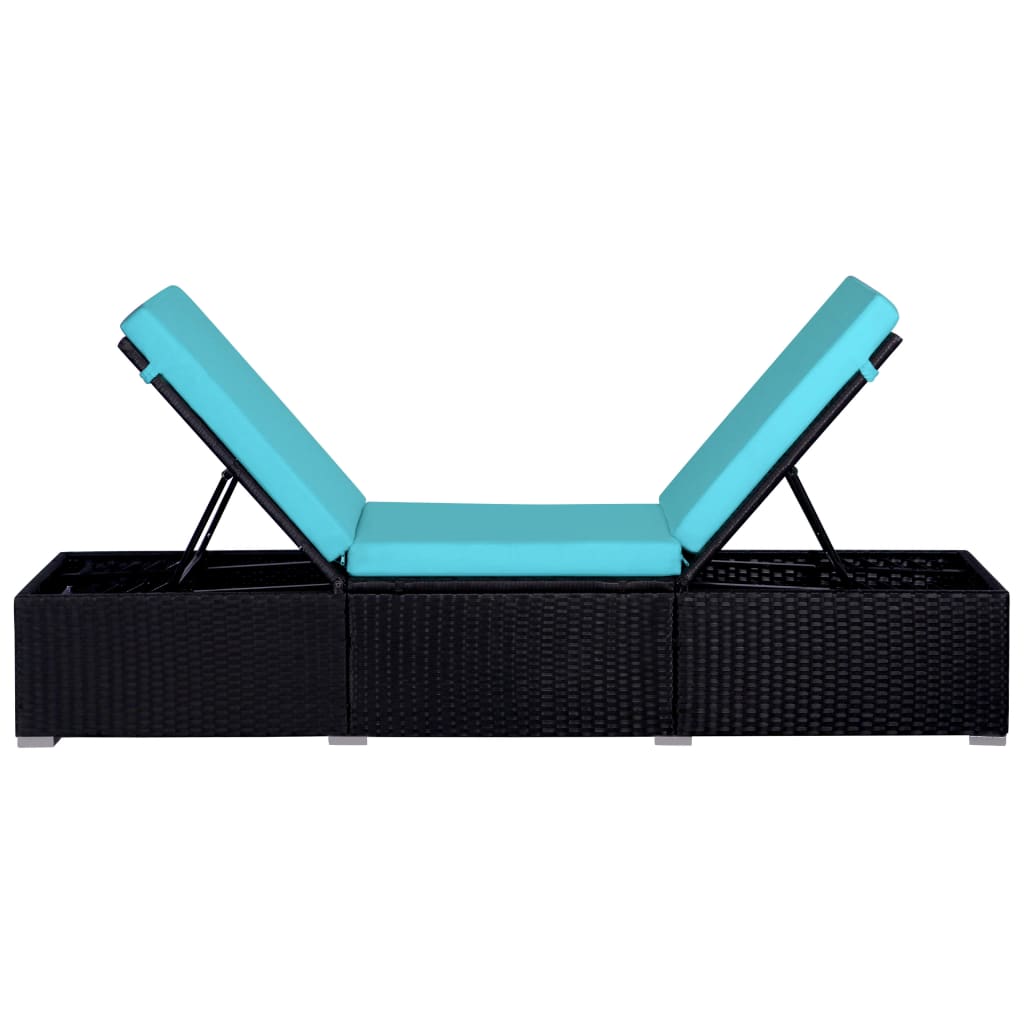 9-delige Loungeset met kussens poly rattan blauw