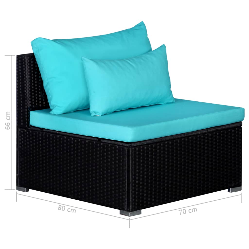 9-delige Loungeset met kussens poly rattan blauw