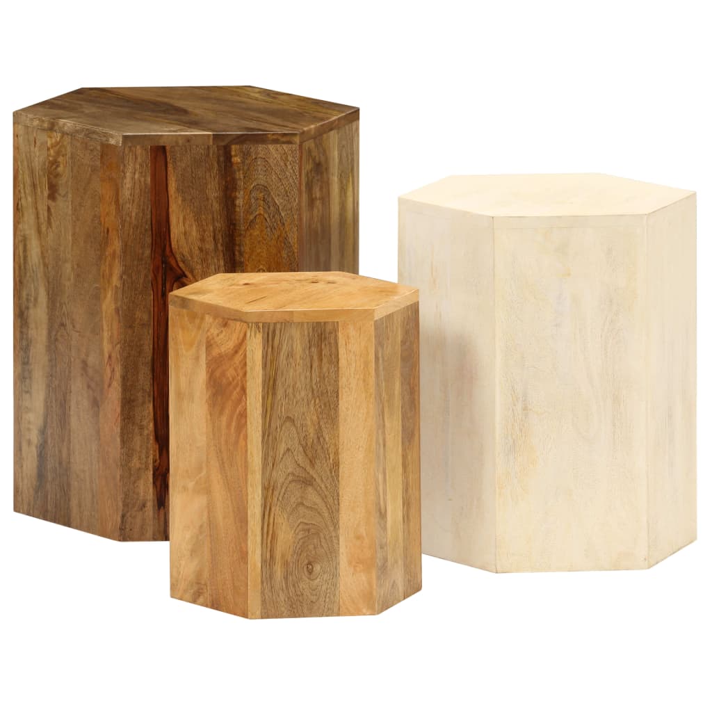 3-delige Salontafelset massief mangohout is nu te koop bij PeponiXL, paradijselijk wonen!
