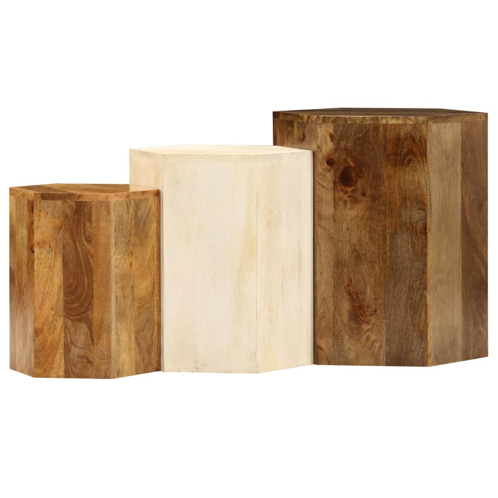 3-delige Salontafelset massief mangohout is nu te koop bij PeponiXL, paradijselijk wonen!