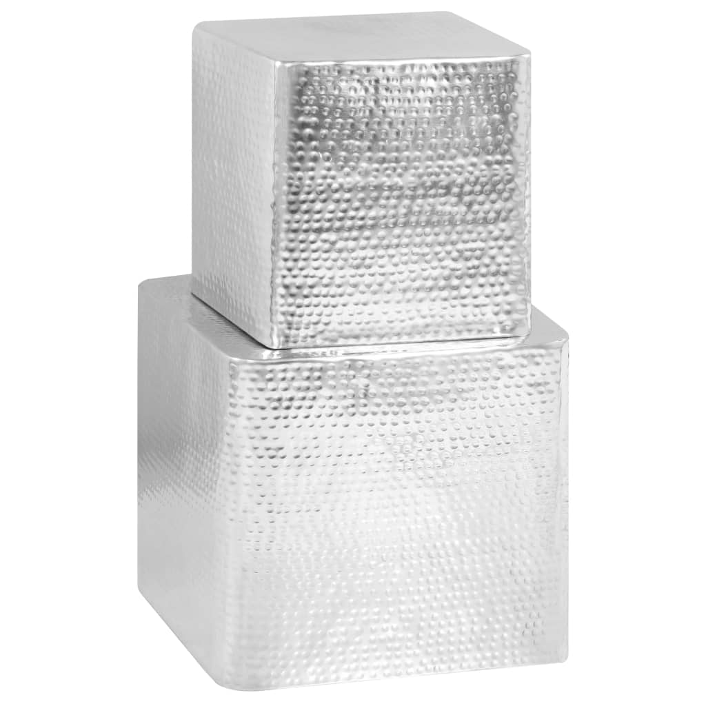 Salontafel 2 st aluminium zilver is nu te koop bij PeponiXL, paradijselijk wonen!