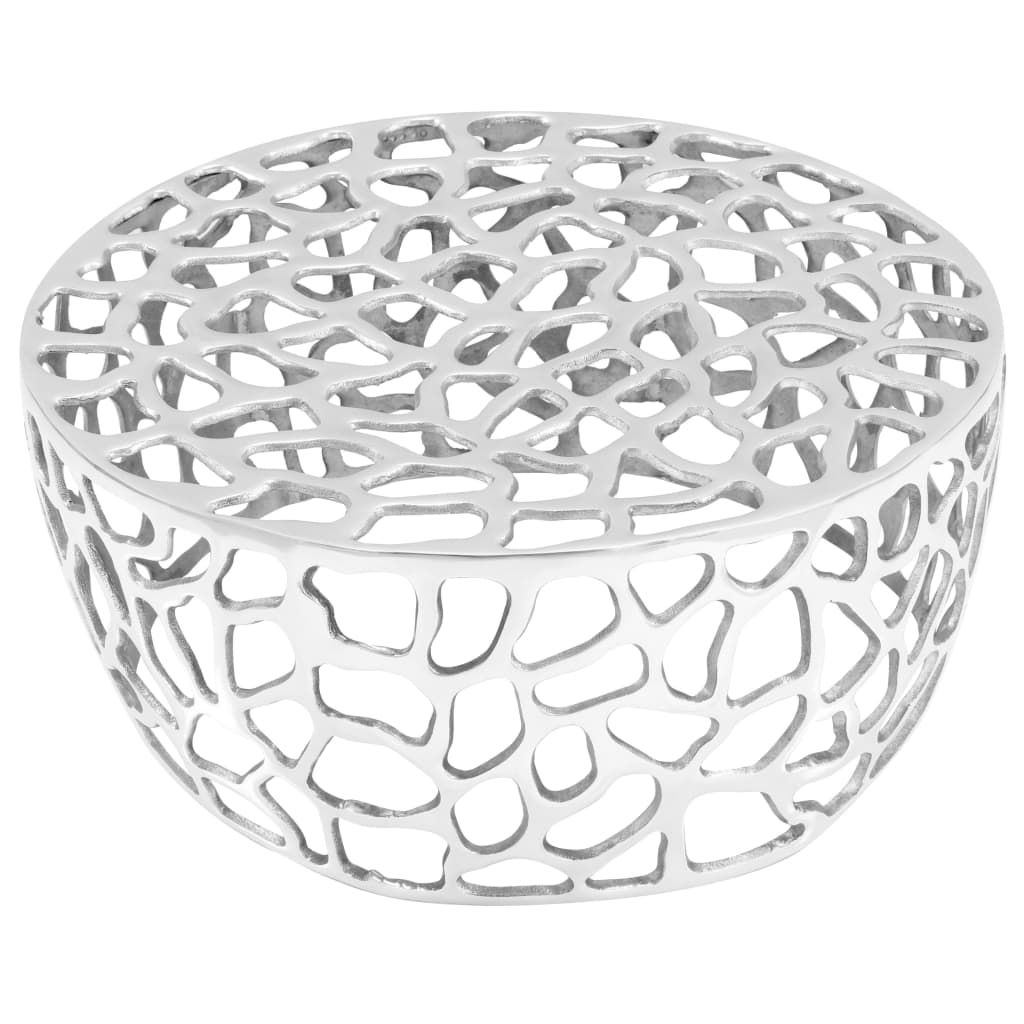 Salontafel 70x30 cm gegoten aluminium zilverkleurig is nu te koop bij PeponiXL, paradijselijk wonen!