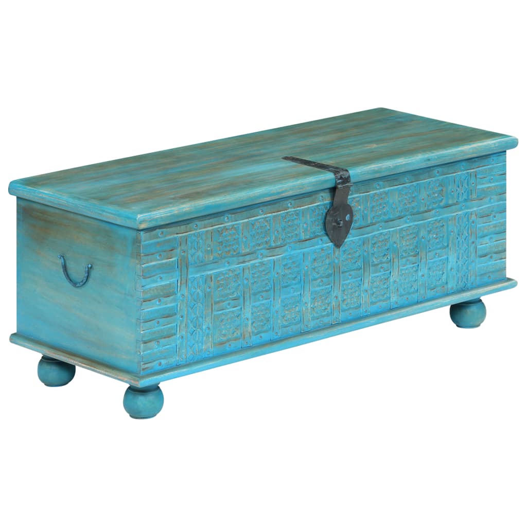 Opbergkist 100x40x41 cm massief mangohout blauw is nu te koop bij PeponiXL, paradijselijk wonen!