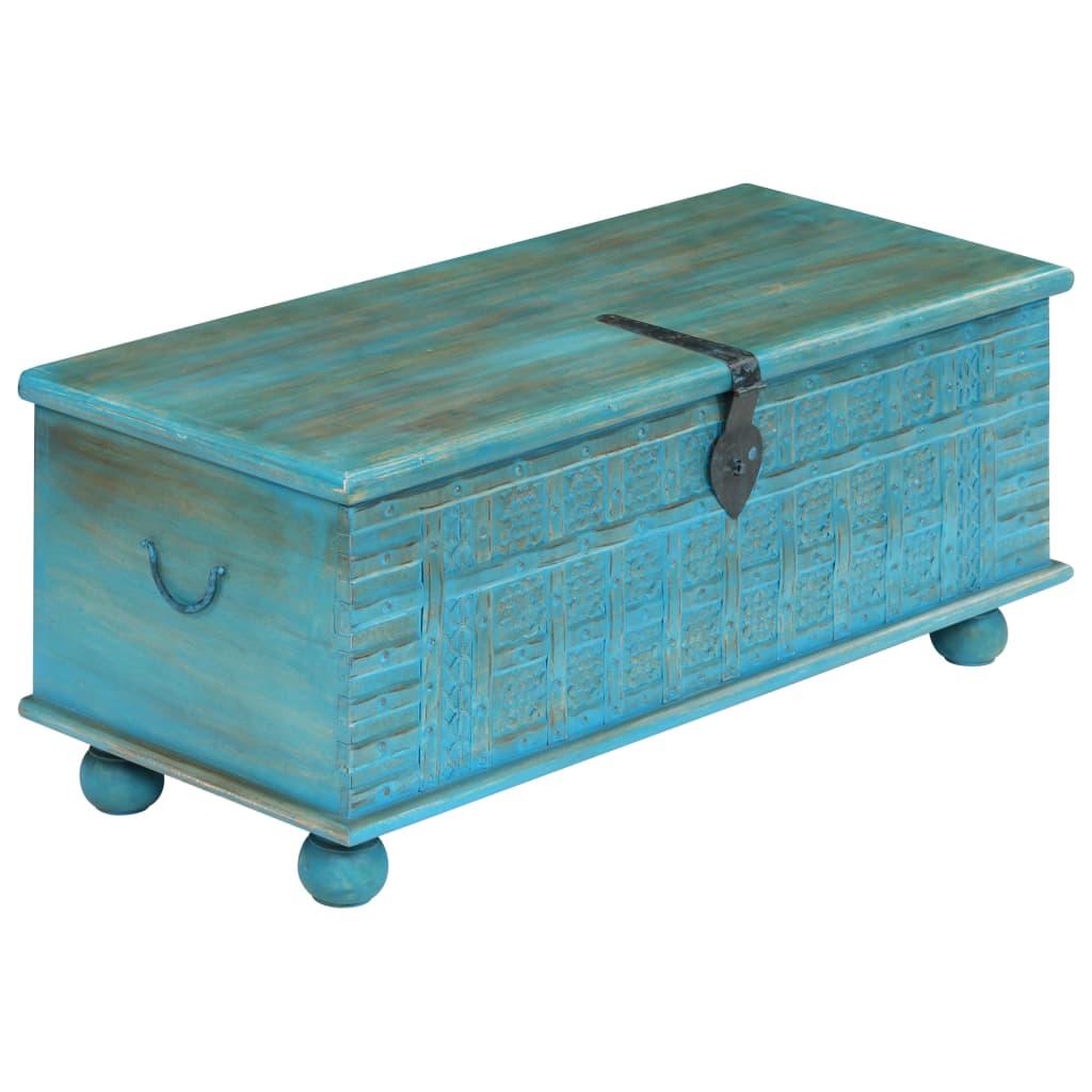 Opbergkist 100x40x41 cm massief mangohout blauw is nu te koop bij PeponiXL, paradijselijk wonen!