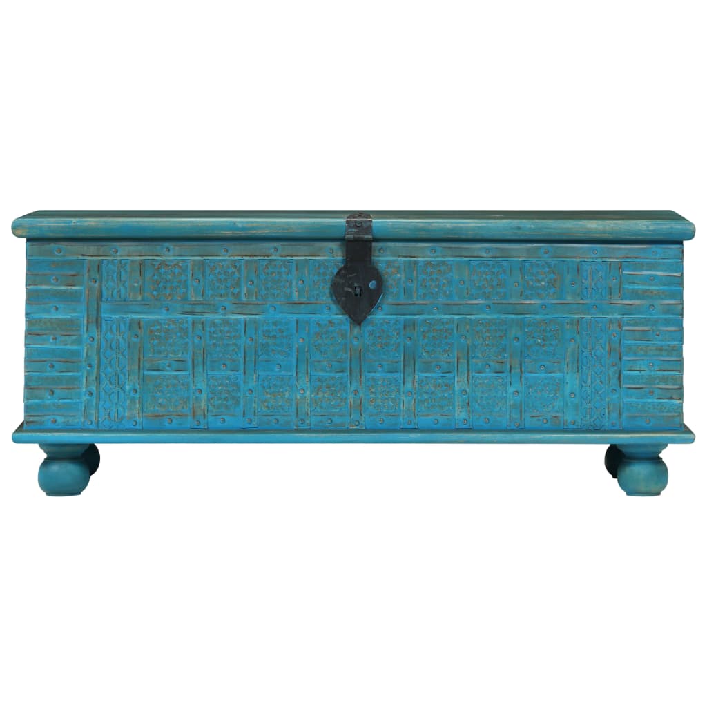 Opbergkist 100x40x41 cm massief mangohout blauw is nu te koop bij PeponiXL, paradijselijk wonen!