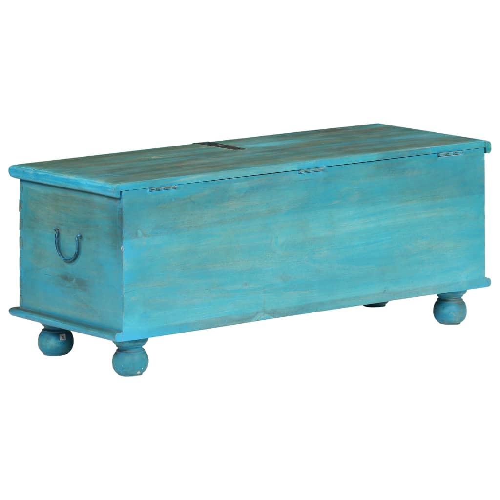 Opbergkist 100x40x41 cm massief mangohout blauw is nu te koop bij PeponiXL, paradijselijk wonen!