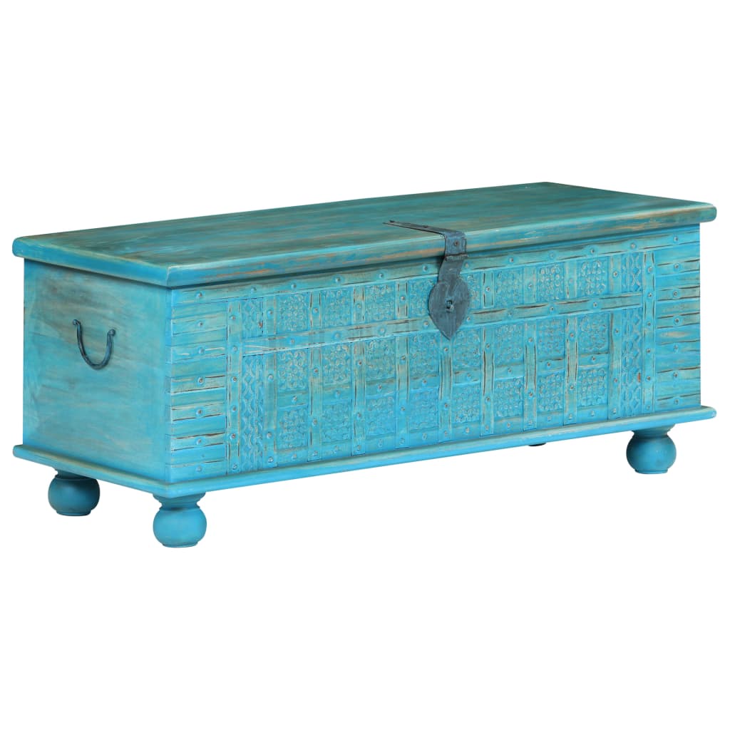 Opbergkist 100x40x41 cm massief mangohout blauw is nu te koop bij PeponiXL, paradijselijk wonen!
