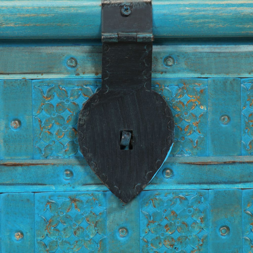 Opbergkist 100x40x41 cm massief mangohout blauw is nu te koop bij PeponiXL, paradijselijk wonen!